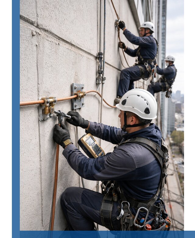 Монтаж системы заземления здания и молниезащиты в Кинешме