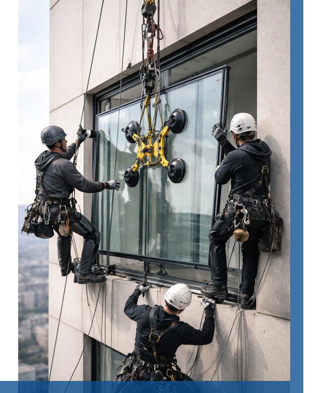 Монтаж стеклопакетов на высоте в Кинешме от 3234 р. | ВЫСОТНИК-Кнш