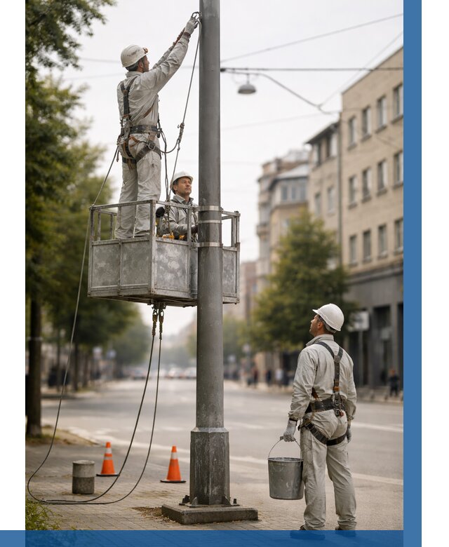 Покраска опор освещения в Кинешме от 5054 р. | ВЫСОТНИК-Кнш