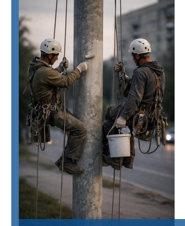 Покраска опор освещения и антикоррозийная защита в Кинешме