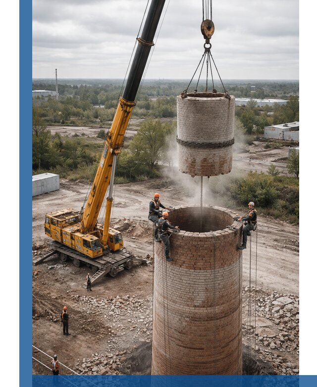 Демонтаж дымовой трубы в Кинешме с гарантиями безопасности