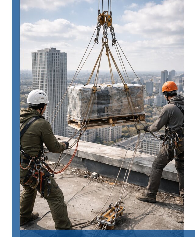 Подъем и монтаж крупногабаритных грузов на крышу в Кинешме