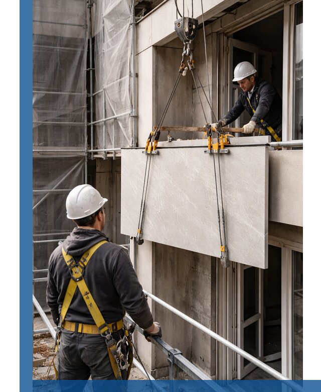 Подъем керамогранита на этаж в Кинешме грузчиками и техникой