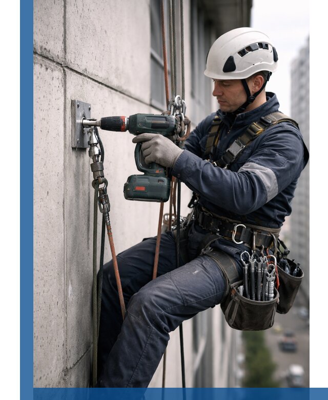 Установка анкерных точек для высотных работ в Кинешме