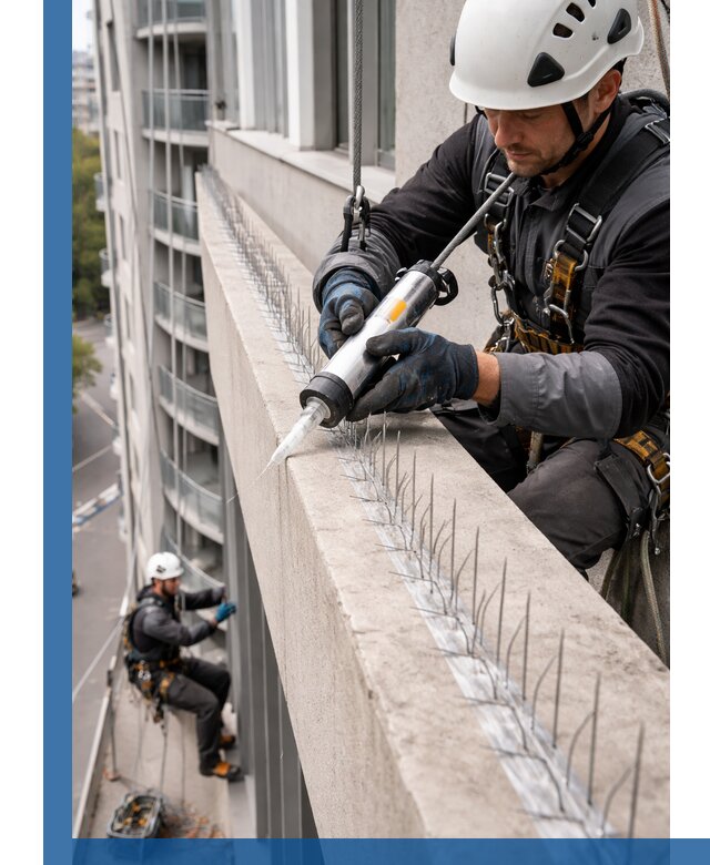 Установка шипов от птиц на фасадах и кровлях в Кинешме